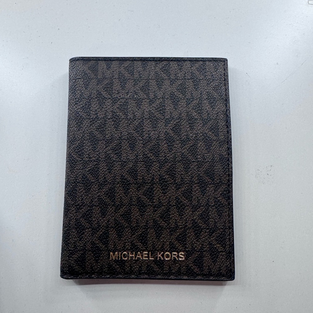 Michael Kors  Dark Brown Monogram Travel Passport Cover